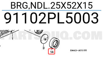 Honda 91102PL5003 BRG,NDL.25X52X15