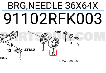 Honda 91102RFK003 BRG,NEEDLE 36X64X