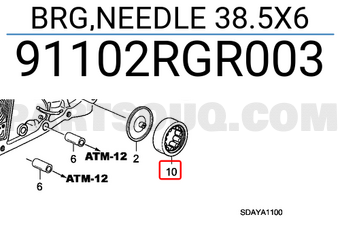 Honda 91102RGR003 BRG,NEEDLE 38.5X6