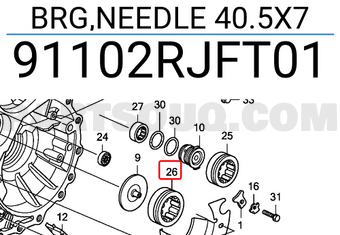 Honda 91102RJFT01 BRG,NEEDLE 40.5X7