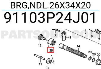Honda 91103P24J01 BRG,NDL.26X34X20