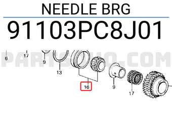 Honda 91103PC8J01 NEEDLE BRG