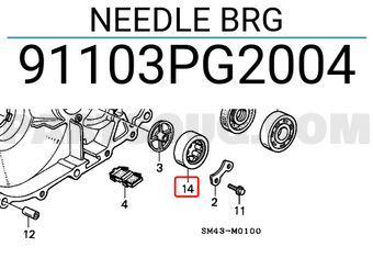 Honda 91103PG2004 NEEDLE BRG