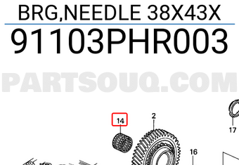 Honda 91103PHR003 BRG,NEEDLE 38X43X