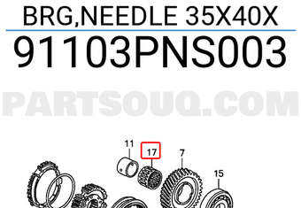 Honda 91103PNS003 BRG,NEEDLE 35X40X