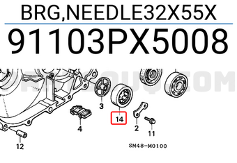 Honda 91103PX5008 BRG,NEEDLE32X55X