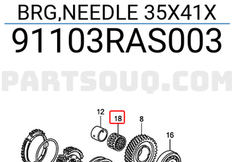 Honda 91103RAS003 BRG,NEEDLE 35X41X