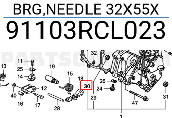 Honda 91103RCL023 BRG,NEEDLE 32X55X