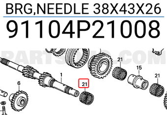 Honda 91104P21008 BRG,NEEDLE 38X43X26