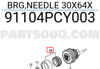 Honda 91104PCY003 BRG,NEEDLE 30X64X
