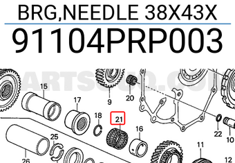 Honda 91104PRP003 BRG,NEEDLE 38X43X