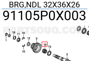 Honda 91105P0X003 BRG,NDL 32X36X26