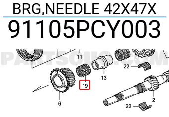 Honda 91105PCY003 BRG,NEEDLE 42X47X