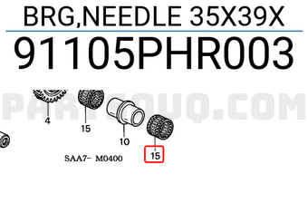Honda 91105PHR003 BRG,NEEDLE 35X39X