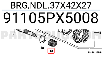 Honda 91105PX5008 BRG,NDL.37X42X27
