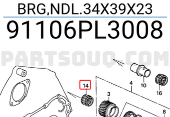 Honda 91106PL3008 BRG,NDL.34X39X23