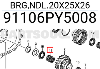Honda 91106PY5008 BRG,NDL.20X25X26