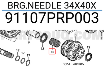 Honda 91107PRP003 BRG,NEEDLE 34X40X