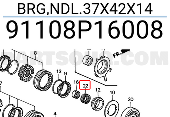 Honda 91108P16008 BRG,NDL.37X42X14
