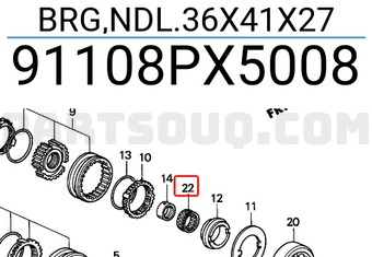 Honda 91108PX5008 BRG,NDL.36X41X27
