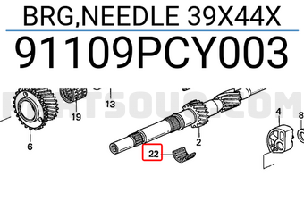 Honda 91109PCY003 BRG,NEEDLE 39X44X