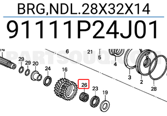 Honda 91111P24J01 BRG,NDL.28X32X14
