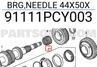 Honda 91111PCY003 BRG,NEEDLE 44X50X