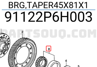 Honda 91122P6H003 BRG,TAPER45X81X1
