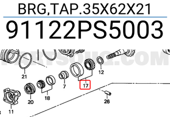 Honda 91122PS5003 BRG,TAP.35X62X21