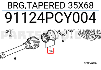 Honda 91124PCY004 BRG,TAPERED 35X68