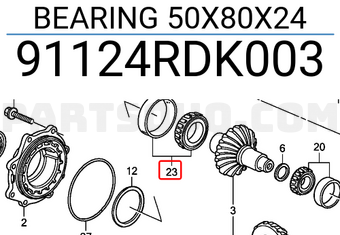 Honda 91124RDK003 BEARING 50X80X24