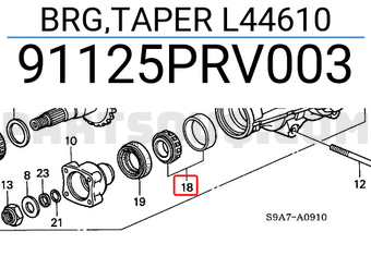 Honda 91125PRV003 BRG,TAPER L44610