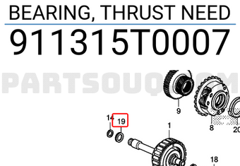 Honda 911315T0007 BEARING, THRUST NEED