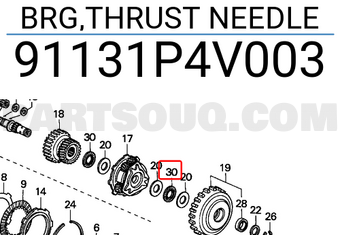 Honda 91131P4V003 BRG,THRUST NEEDLE