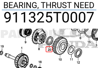 Honda 911325T0007 BEARING, THRUST NEED