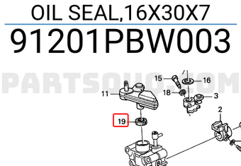 Honda 91201PBW003 OIL SEAL,16X30X7