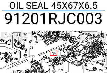 Honda 91201RJC003 OIL SEAL 45X67X6.5