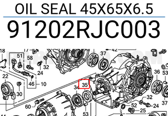 Honda 91202RJC003 OIL SEAL 45X65X6.5