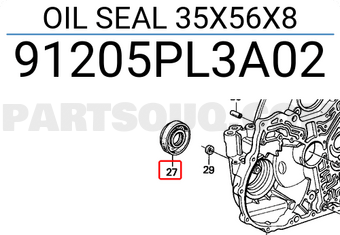 Honda 91205PL3A02 OIL SEAL 35X56X8