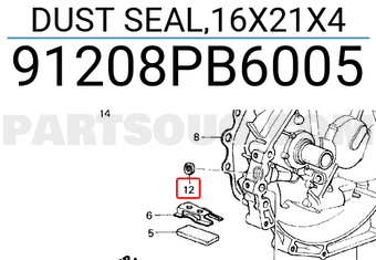 Honda 91208PB6005 DUST SEAL,16X21X4