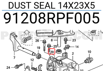 Honda 91208RPF005 DUST SEAL 14X23X5