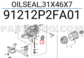 Honda 91212P2FA01 OILSEAL,31X46X7