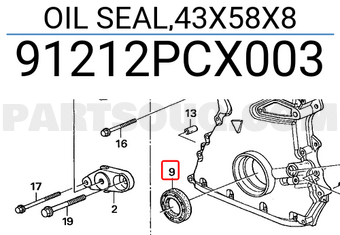 Honda 91212PCX003 OIL SEAL,43X58X8