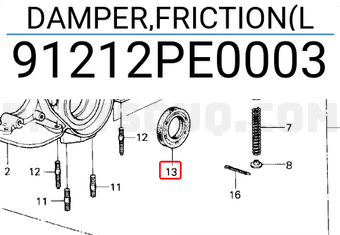 Honda 91212PE0003 DAMPER,FRICTION(L
