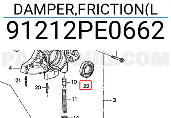 Honda 91212PE0662 DAMPER,FRICTION(L