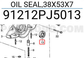 Honda 91212PJ5013 OIL SEAL,38X53X7
