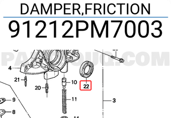 Honda 91212PM7003 DAMPER,FRICTION