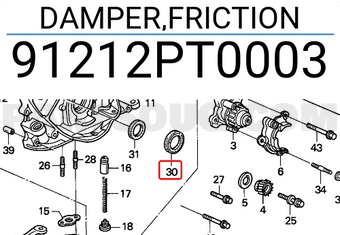 Honda 91212PT0003 DAMPER,FRICTION