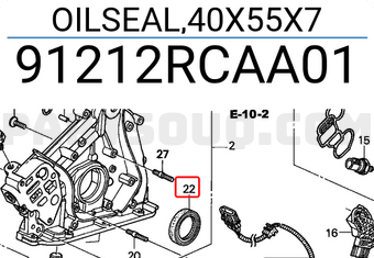 Honda 91212RCAA01 OILSEAL,40X55X7