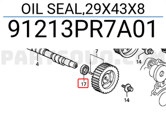 Honda 91213PR7A01 OIL SEAL,29X43X8